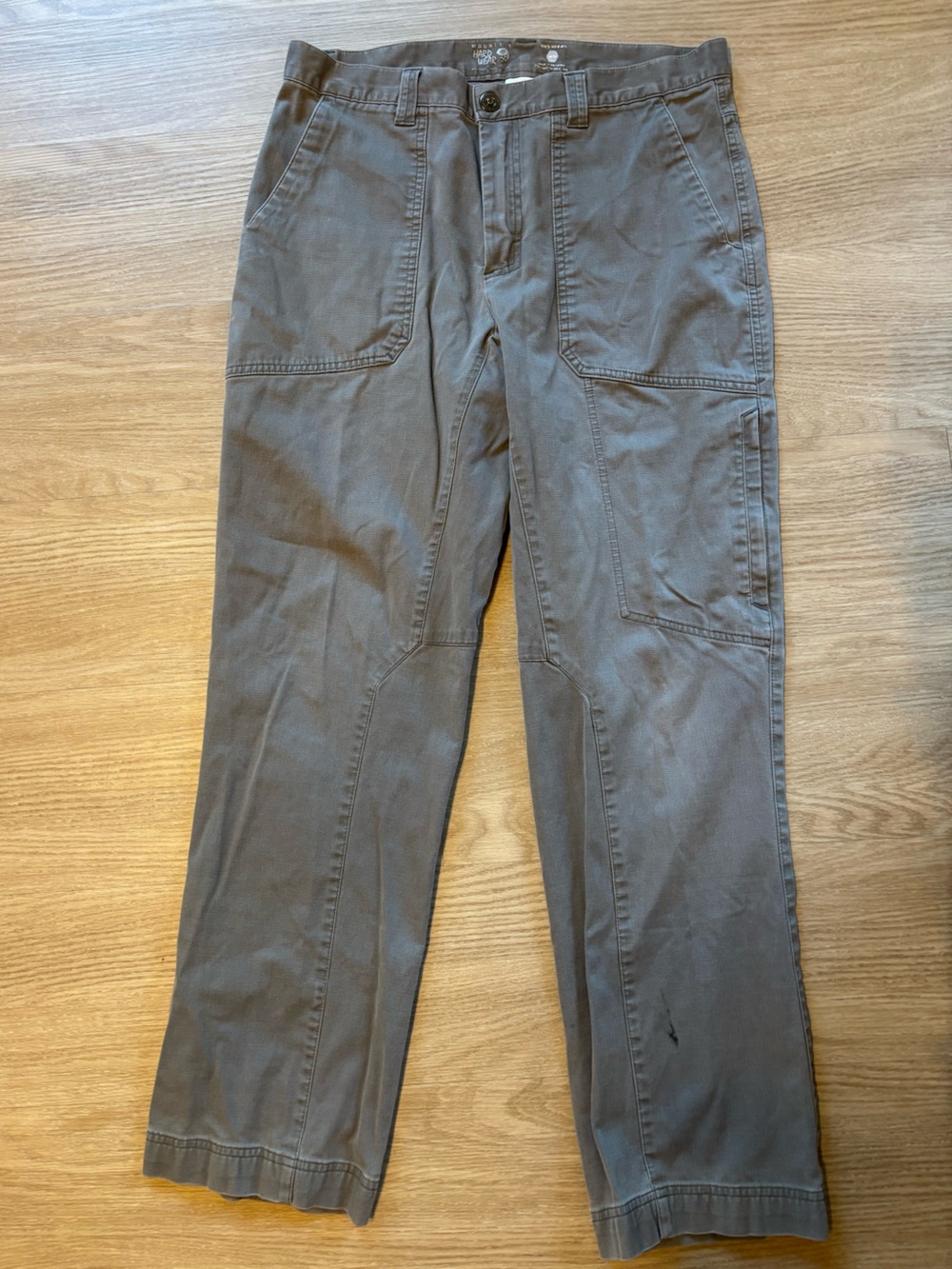 Mountain Hardware Mens Sz34x32(Fits 34x31) Cargo Straight Hiking Pant Grey Read*